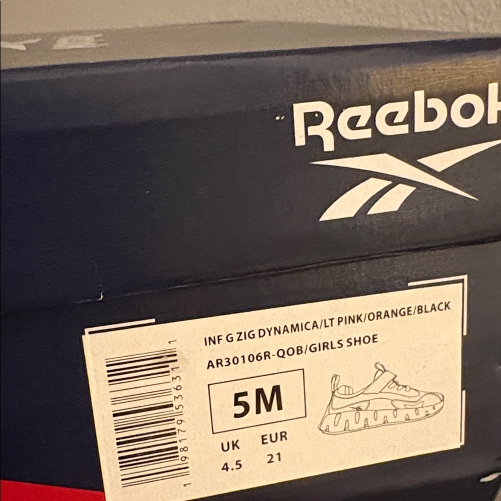 NIB [Reebok] Zig Dynamica Toddler Athletic Shoes in Frosted Berry Peach Kids 5 - Picture 12 of 14
